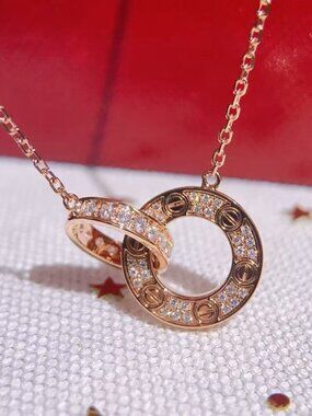 Cartier LOVE Collection Double Loop Full Pavé Diamond Necklace